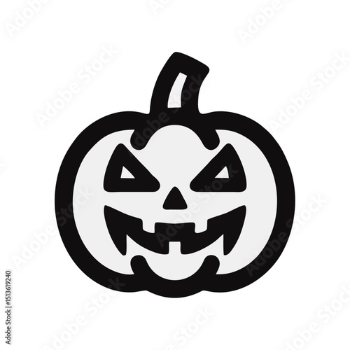 simple vector black white jack o lantern lineart isolated background