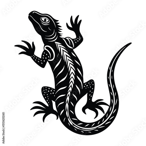 lizard climbing tattoo vector.