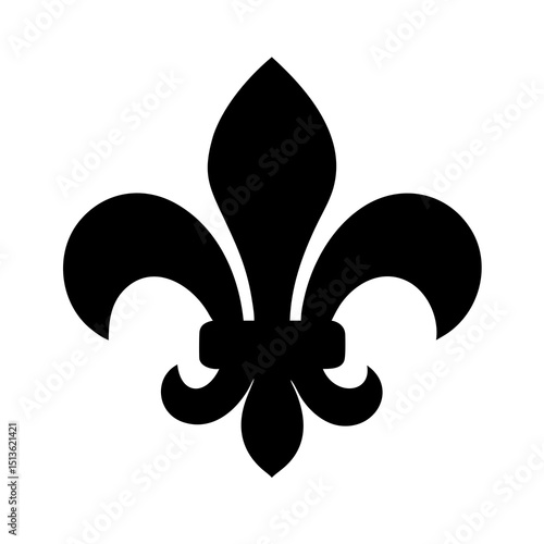 Elegant Black Fleur de Lis Symbol on White Background Classic Heraldic Design French Lily Isolated Vector Illustration Graphic Element