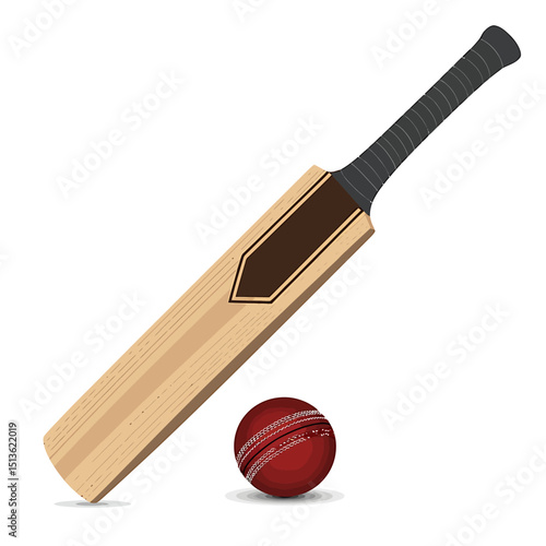 Cricket Bat and Ball A Simple Illustration of Cricket Equipment