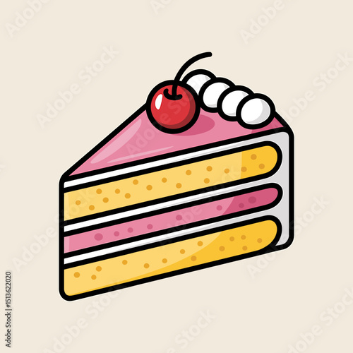 Delicious Three-Layered Cake Slice A Sweet Treat Illustration
