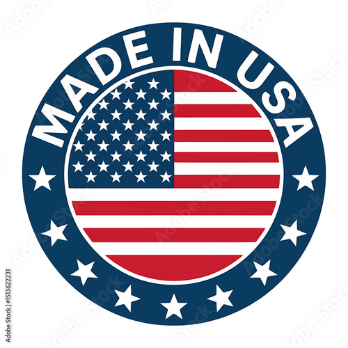 Circular Logo Design Made in USA Emblem with Stars and Stripes