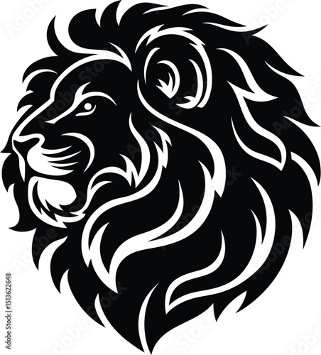 Wallpaper Mural Bold Black Lion Head Artistic Illustration With Striking Mane Details Torontodigital.ca