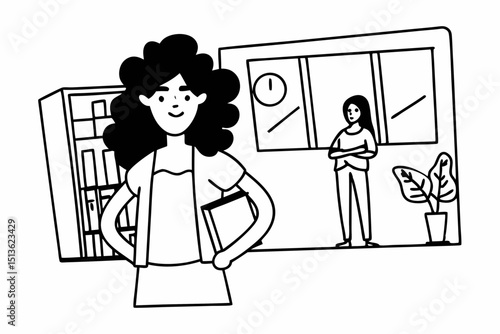 Young smiling latin girl college student or teacher looking at camera standing in university campus. Happy hispanic millennial woman professional posing in modern coworking creative office