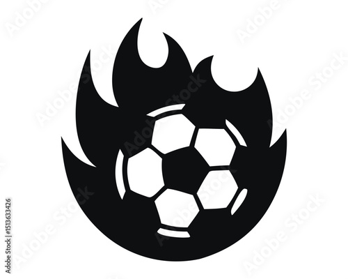 Sports Action Icon Collection, Soccer Balls with Flames & Speed Effects
