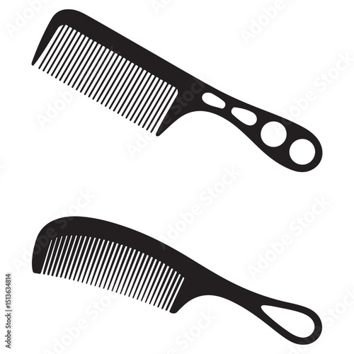 Elegant and Clean Hair Comb Vector Illustrations  Includes Fine-Tooth, Wide-Tooth, and Handle Combs in Editable Black Silhouette Format for Print, Digital,  Barbershop, and Packaging Use . Thank You .