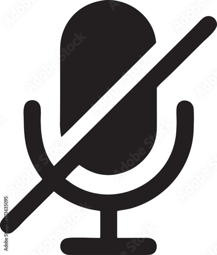 Mute Icon: A minimalist black and white icon representing the mute function, perfectly illustrating silence and audio control.