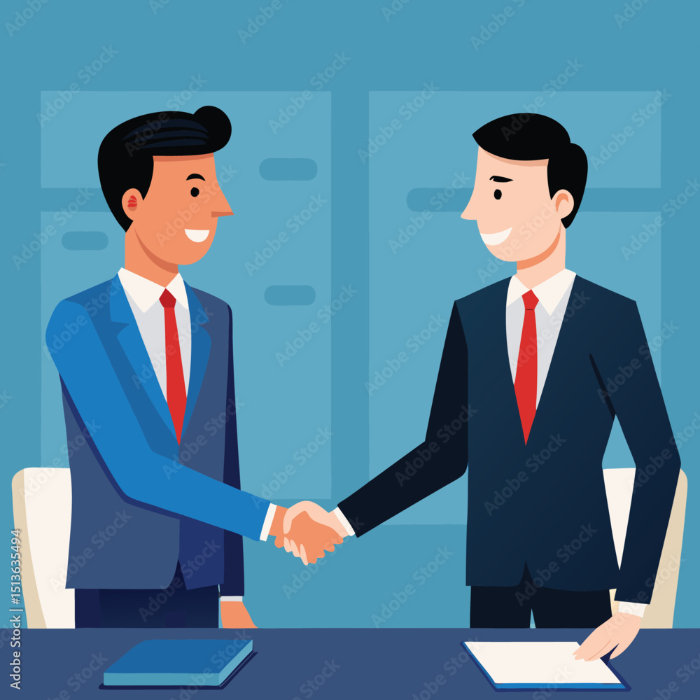Fototapeta premium Handshake Between Business Partners Illustration