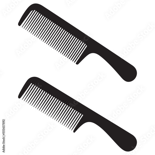 Elegant and Clean Hair Comb Vector Illustrations  Includes Fine-Tooth, Wide-Tooth, and Handle Combs in Editable Black Silhouette Format for Print, Digital,  Barbershop, and Packaging Use . Thank You .