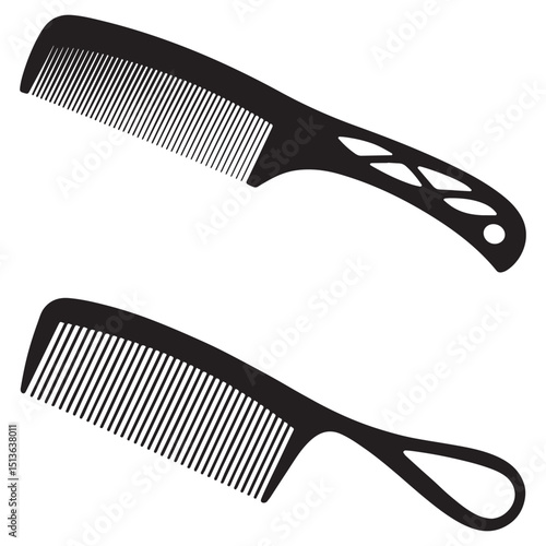 Elegant and Clean Hair Comb Vector Illustrations  Includes Fine-Tooth, Wide-Tooth, and Handle Combs in Editable Black Silhouette Format for Print, Digital,  Barbershop, and Packaging Use . Thank You .