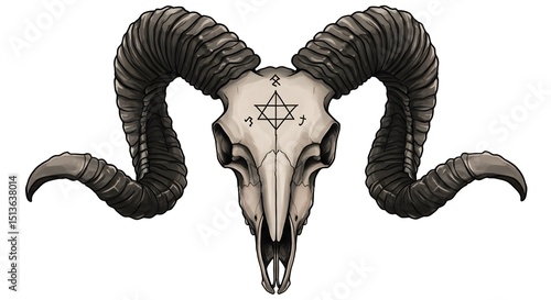 Demonic Ram Skull Tattoo Design