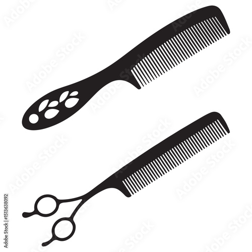 Elegant and Clean Hair Comb Vector Illustrations  Includes Fine-Tooth, Wide-Tooth, and Handle Combs in Editable Black Silhouette Format for Print, Digital,  Barbershop, and Packaging Use . Thank You .