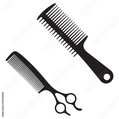 Elegant and Clean Hair Comb Vector Illustrations  Includes Fine-Tooth, Wide-Tooth, and Handle Combs in Editable Black Silhouette Format for Print, Digital,  Barbershop, and Packaging Use . Thank You .