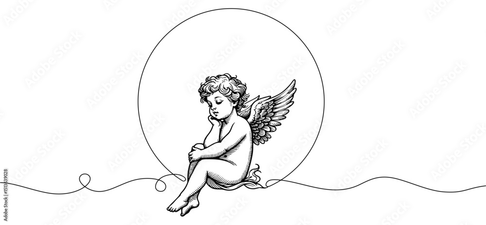 Obraz premium angel with wings, Angel of love, Cherub with wings isolated on white, ready for card or invitation, save the date party. valentine's day