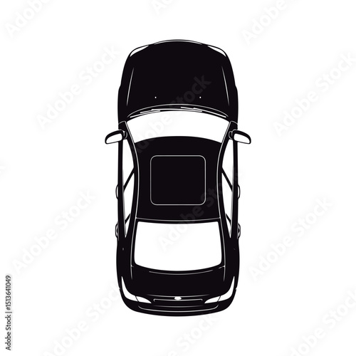 Vehicle Top View Outline Silhouette.
