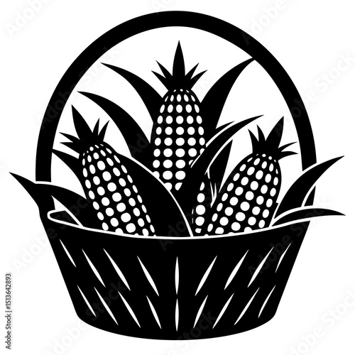Harvest basket with corn