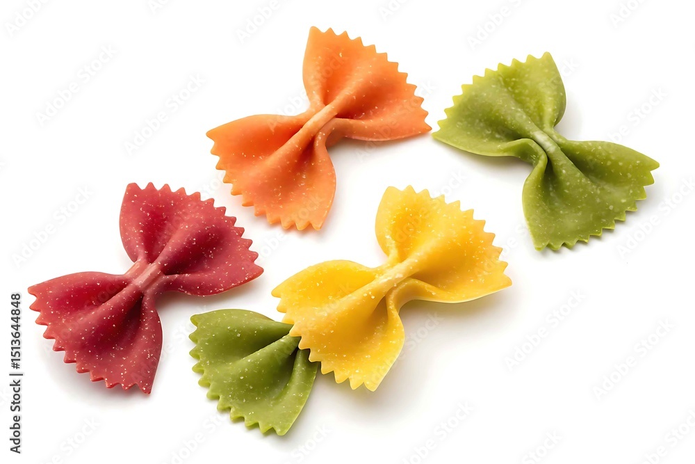Colorful farfalle pasta on white background Colorful farfalle pasta on white background