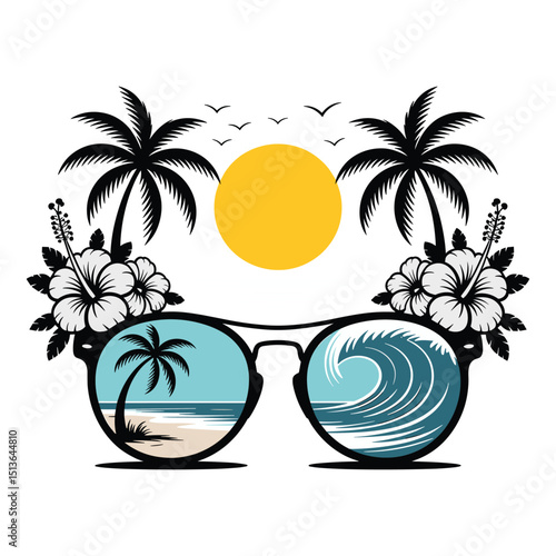 Summer Beach Sunglasses Vector