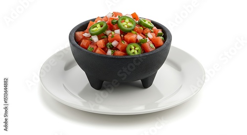 Photo of Pico de Gallo in a Molcajete mexican food