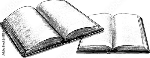 Antique leather bound books engraving for vintage literary design and historical concepts