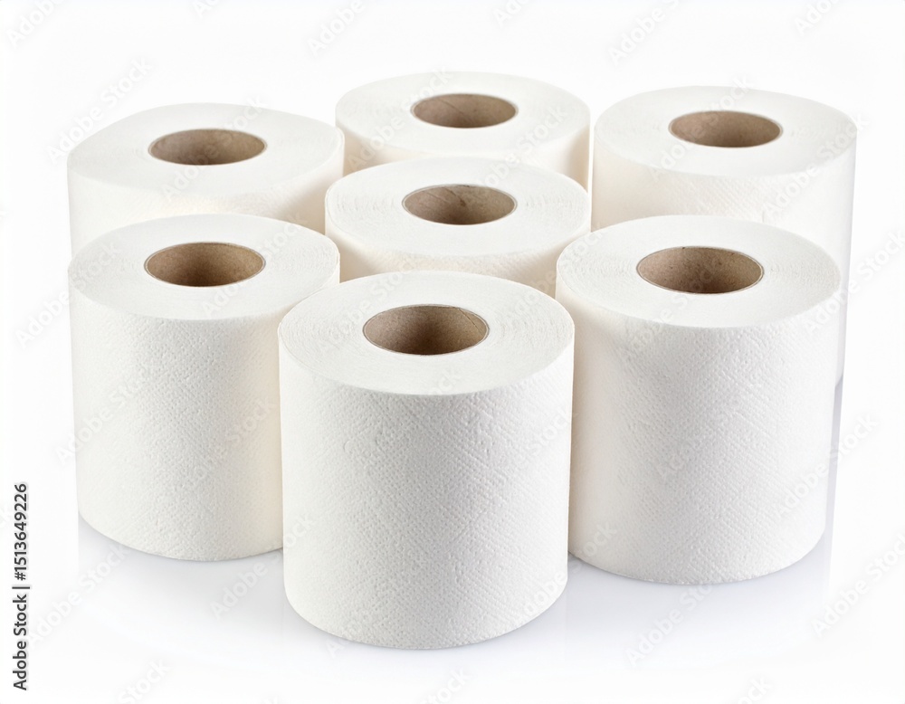White rolls toilet paper, isolated white background White rolls toilet paper, isolated white background