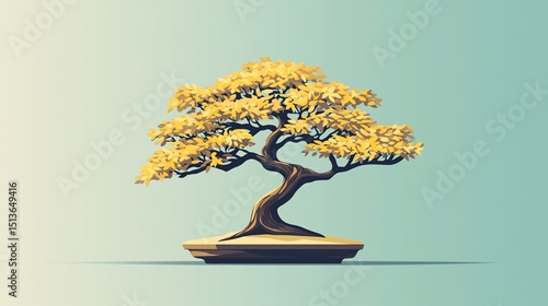 Bonsai Tree Illustration, Calm, Soft Colors