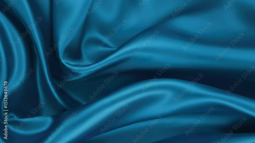 Smooth, shiny blue fabric with flowing folds and rich color Smooth, shiny blue fabric with flowing folds and rich color