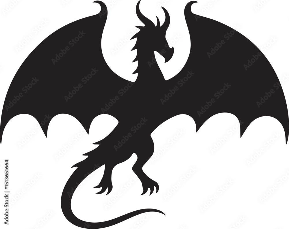 Fototapeta premium Dragon vector illustration silhouette