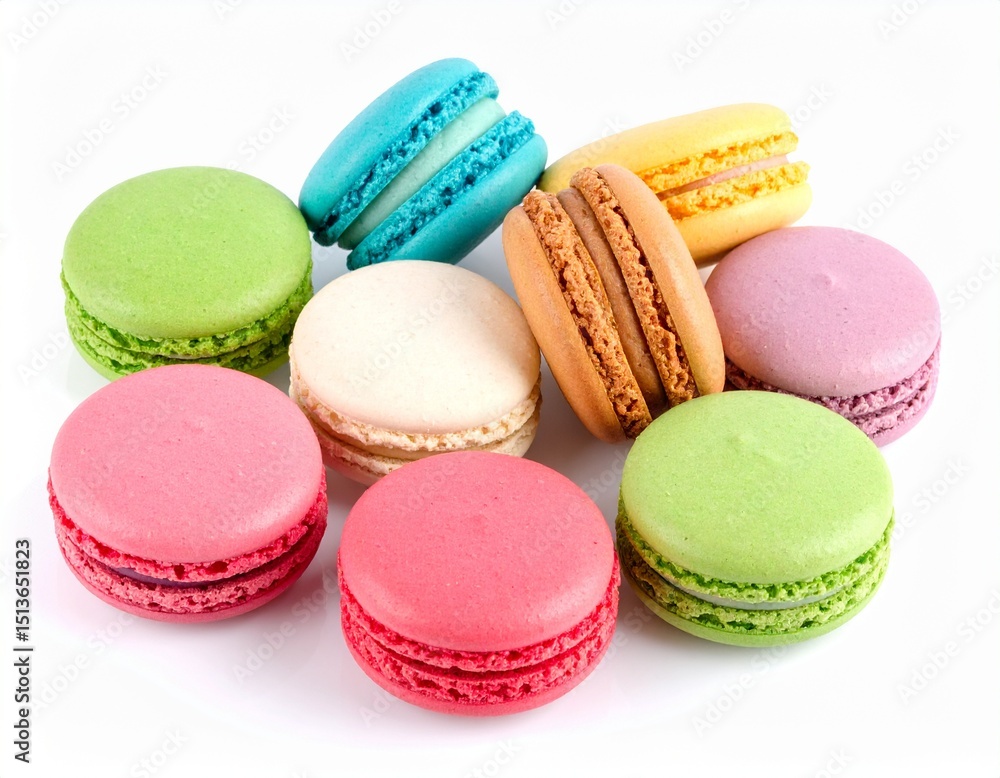 Obraz premium bright colored macarons isolated on a white background