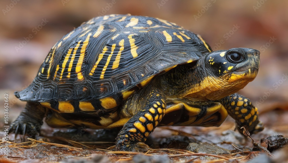 Eastern Box Turtle on Forest Floor, Embodying Wildlife Conservation and the Beauty of Natural Habitats, Perfect for Environmental Awareness Campaigns : Generative AI Eastern Box Turtle on Forest Floor, Embodying Wildlife Conservation and the Beauty of Natural Habitats, Perfect for Environmental Awareness Campaigns : Generative AI