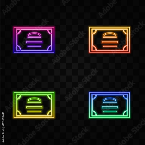 Certificate icon design illustration. neon style.