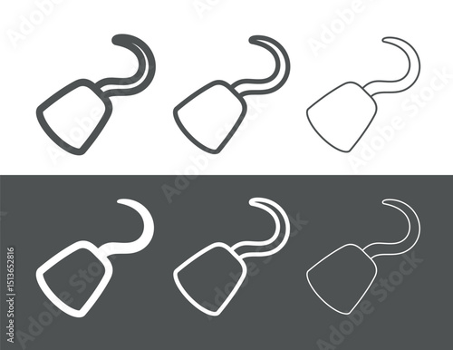 Pirate hook icon. Hook prosthesis instead of a hand. Attribute of a pirate, ship captain or robber.