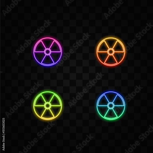 Circle icon - radioactive symbol. neon style.