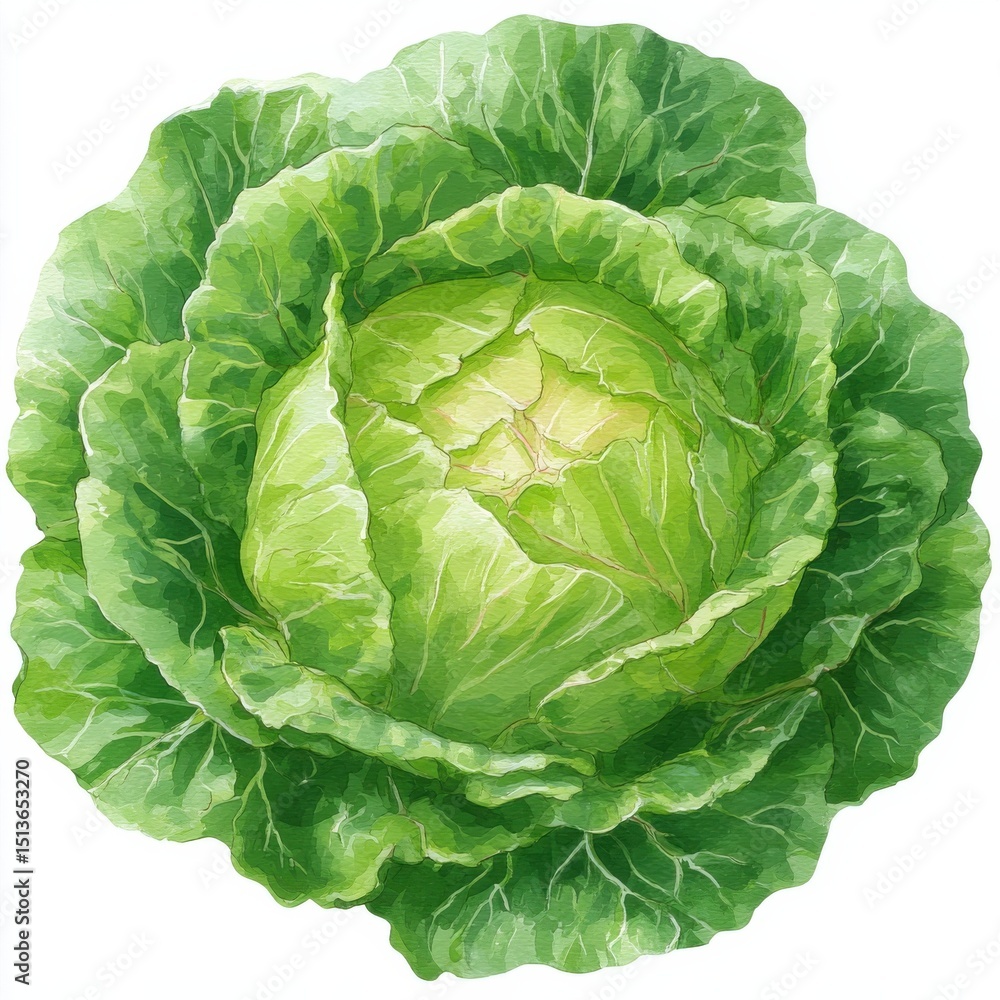 Watercolor Cabbage Head on White Background, Showcasing Healthy Eating and Organic Food Production : Generative AI Watercolor Cabbage Head on White Background, Showcasing Healthy Eating and Organic Food Production : Generative AI