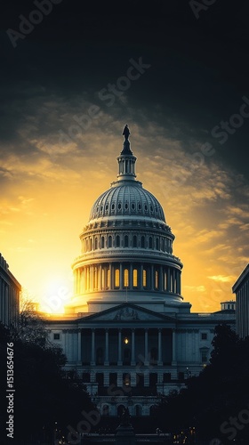 Dramatic sunset view of the capitol building.