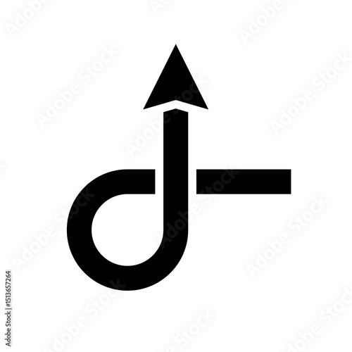 Turn arrow icon. Symbol of movement or path. Directional indicator. Movement in different directions. Designation of a destination or route on a map.
