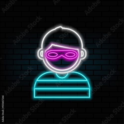 Hacker icon Vector. neon style.Thief icon. pictogram icon set illustration. Useful for website banner greeting card apps and social media posts