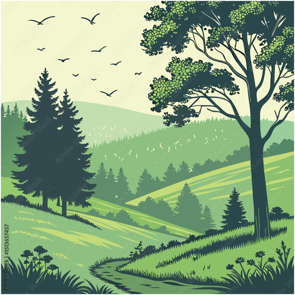 Fototapeta premium forest illustration