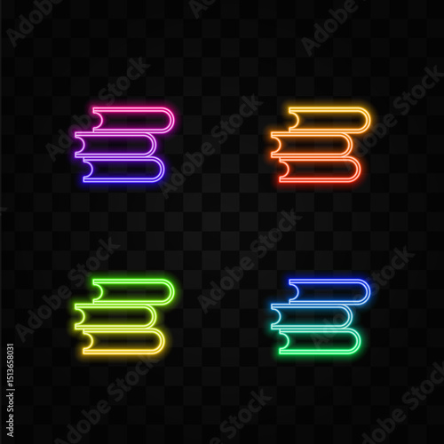 Textbook icon illustration. neon style.