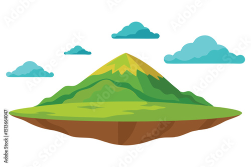 Hill floating in sky