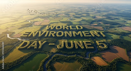 World Environment Day: June 5th Celebration, seen from the sky, celebrating the beauty of the earth.
