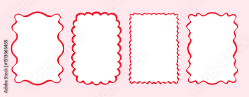 Curly Frame Set for Coquette Design. Hand-Drawn Vintage Borders With Ribbons and Bows