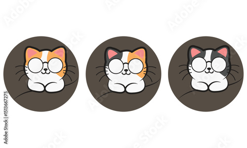 Cat illustration,3 different colour cat.