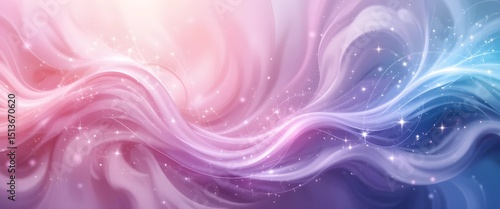 Dreamy Abstract Pastel Galaxy Background – Flowing Pink and Purple Waves with Sparkling Stars and Ethereal Cosmic Light in a Serene Fantasy Sky Design