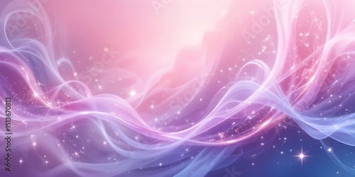 Dreamy Abstract Pastel Galaxy Background – Flowing Pink and Purple Waves with Sparkling Stars and Ethereal Cosmic Light in a Serene Fantasy Sky Design