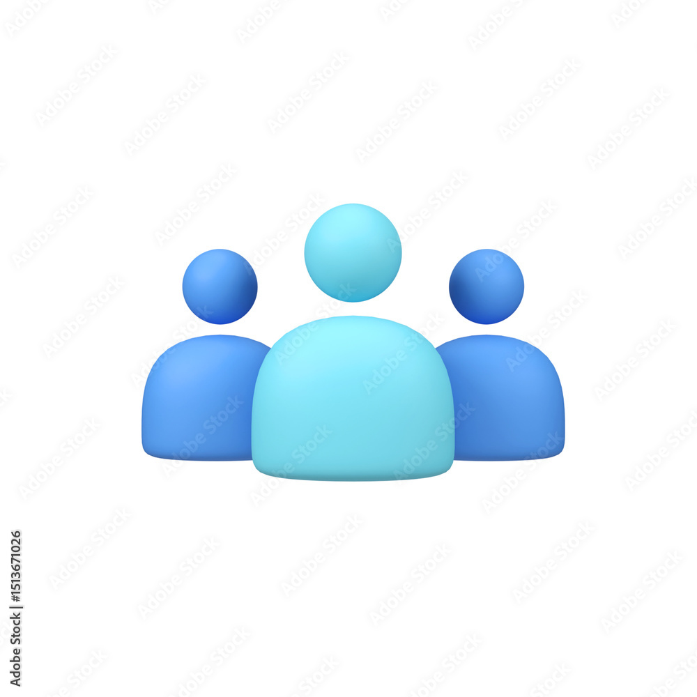 Group of people isolated 3d render icon illustration Group of people isolated 3d render icon illustration