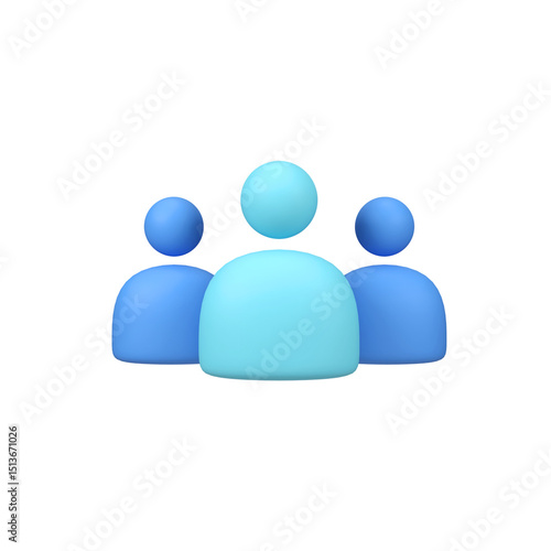 Group of people isolated 3d render icon illustration