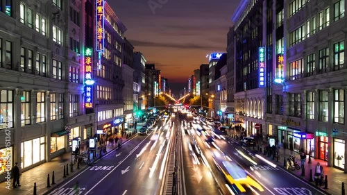 Time laps of busy city street traffic