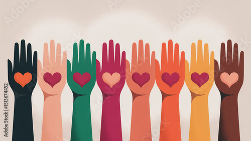 Diverse hands united in love and solidarity