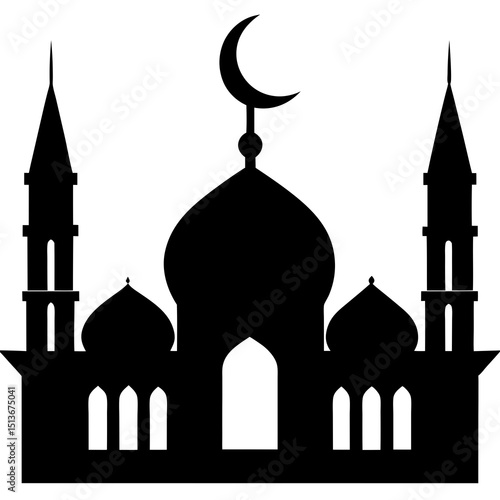 silhouette of mosque in black